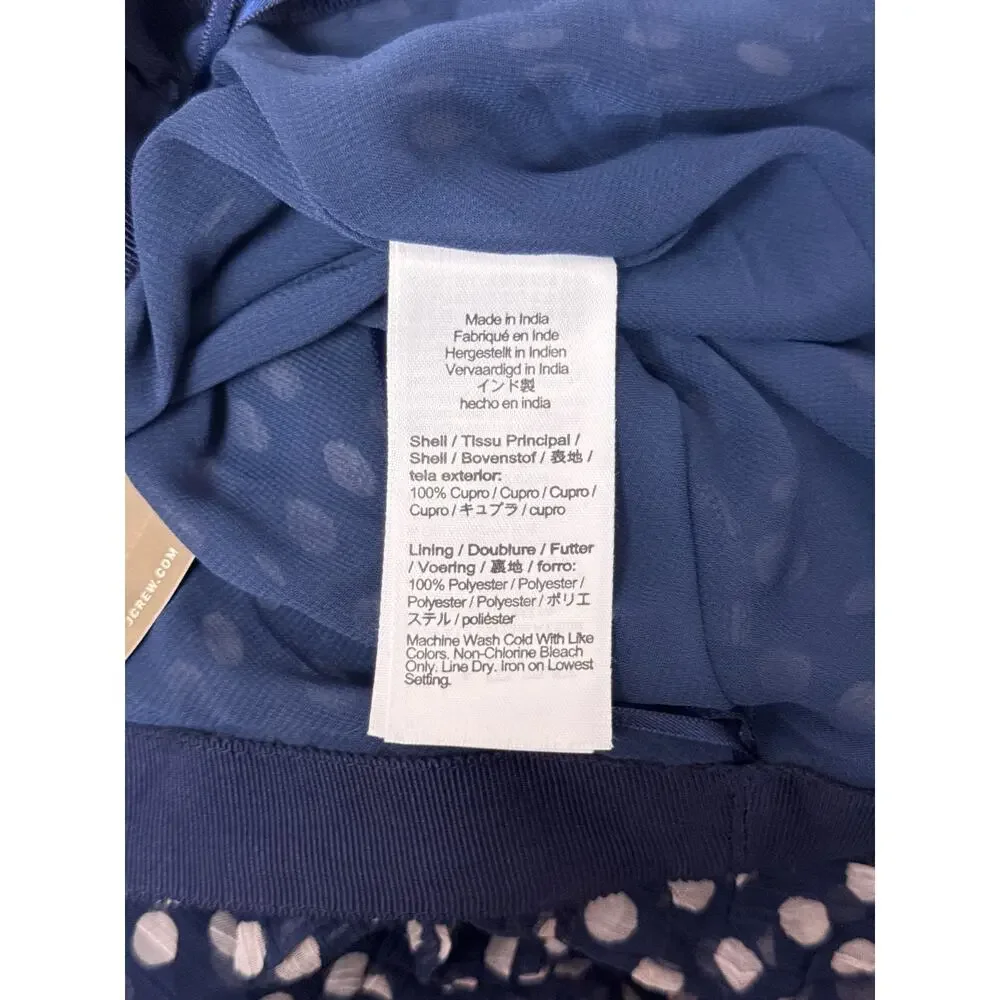 New J Crew Collection Skirt 12 Womens Chiffon Blue Polka Dot Midi Ruffle